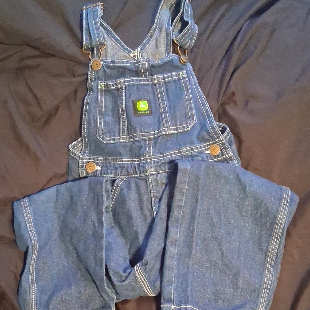 John Deere Blue Denim Overalls with Green Logo